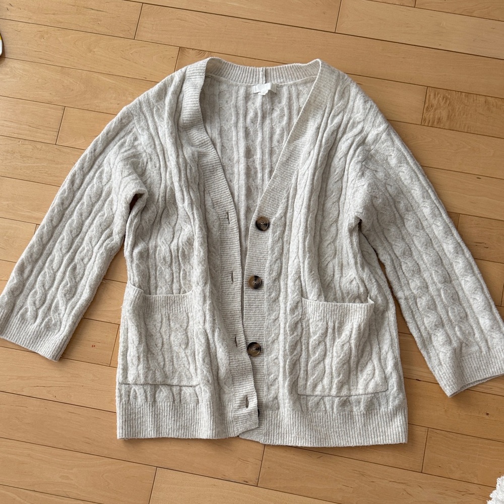 H&M Cream Cable Knit Cardigan